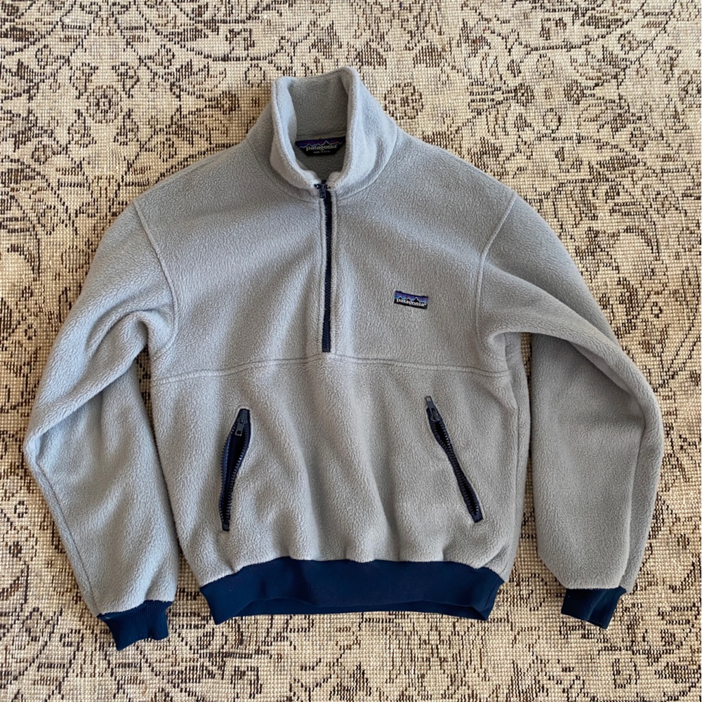 Vintage Patagonia Made in the USA Gray Synchilla Half Zip Jacket